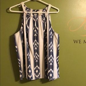 Blue and white denim tank